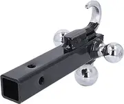 Trailer Hitch Triball Mount with Hook Steel High Load Capacity Trailer Receiver Hitch Triple Ball Mount for Vehicle
