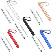 Drinking Straws Reusable Telescopic Stainless Steel Metal Straw Foldable