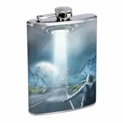 Alien Hitchhike Em1 Flask 8oz Stainless Steel Hip Drinking Whiskey