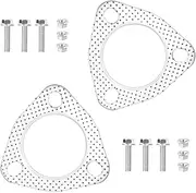 2PCS Exhaust Flange Gasket with 6PCS Exhaust Bolts and 6PCS Nut Kit,Graphite Composite Exhaust Gasket for Exhaust Flange Repair,Universal Car Accessories for Car SUV Truck (2.5 inch)