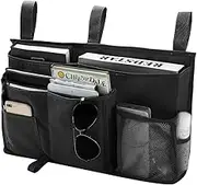 Bseash Caddy Hanging Organizer Bedside Storage Bag for Bunk and Hospital Beds 600D Oxford cloth Dorm Rooms Bed Rails(8 Pockets) (Black)