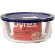 Pyrex Simply Store 7 Cup Round Storage Dish with Blue Lid