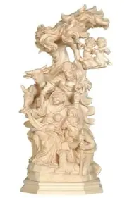 PEMA Hand Carved Block Nativity Scene - Woodcarving of the Birth of Christ
