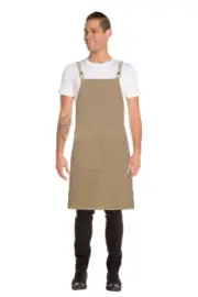 Chefworks Austin Denim Cross Back Bib Apron Natural Urban Contemporary Barista