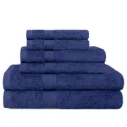 LINENOVA 6x Cotton Bath Towels Set Hand Towels Face Towels 550GSM - Navy