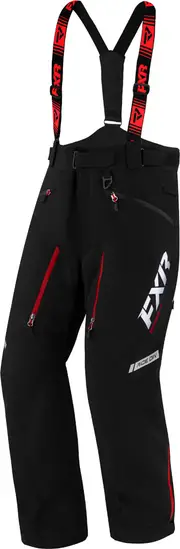 FXR Mission FX 2023 Snowmobile Bib Pants, black-red, Size L for Men Black Red