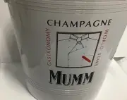CHAMPAGNE BUCKET BY MUMM WHITE IN COLOR W/ RED & BLACK TRIM WORLD STARS GASTRON