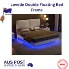 Levede Double Queen Floating Bed Frame With RGB LED Light Headboard USB Charge