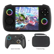 ANBERNIC RG Cube Game Console 128GB TF Card with 4000+ Games Black + RG P01 Game Controller Black + Protective Bag