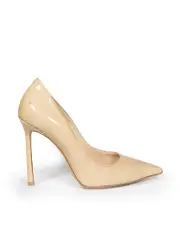 Beige Patent Pointed Toe Heels