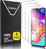 [Didisky] Pack of 3 Screen Protectors Compatible with Samsung Galaxy A70, Fingerprint Unlock, 9H Tempered Glass, No Bubbles, High Definition Screen Protector, Easy to Use, Case Friendly