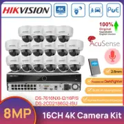 Hikvision 16CH 4K AcuSense CCTV System 8MP IR IP Darkfighter MIC Dome Camera Lot