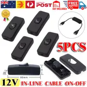 5 x 12V IN-LINE CABLE ON-OFF ROCKER SWITCH BLACK lamp spot light inline caravan