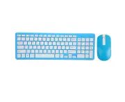 96 Key Wireless Keyboard Mouse Combo 10 Meters Transmission Fade Resistant Keyboard Mouse Combo with Nonslip Mat Blue