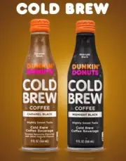2 X New Dunkin Donut 9 Oz Cold Bree Coffee Aluminum Bottles (Full) For Sale