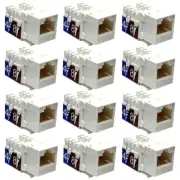 12Pcs Cat5E RJ45 Ethernet LAN Network Keystone Jack 110 Punch Down Snap In White