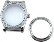 1pc 36mm Case Diamond Case NH35 Case Screw in Crown Inlaid with Stainless Steel Glass Case Fit NH35/NH36 Movement(No Magnifying Glass)