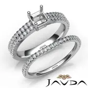 Asscher Semi Mount U Cut Diamond Engagement Ring Women's Bridal Sets 0.80Ctw.