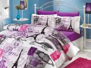 Paris Cotton Queen Quilt Cover Set Plum