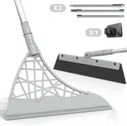 2PCS Floor Squeegee, Multi Function Magic Broom and Wiper Broom, Light Weight Water Sweeper with 6 mop Rod and Mop Clip, Wiping Sweeper Broom Remove Dust