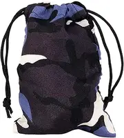 [Needzo] Blue Camo Rosary Pouch for Men, Masculine Drawstring Bag, Blue, Large, Blue Camo