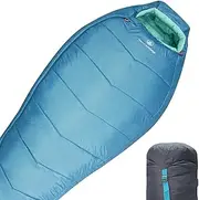 Mountainlodge 3-4 Seasons Cyan Two-Layer Shingle Sleeping Bag with Inner Pocket for Adult,Perfect for Backpacking,Traveling and Hiking,Including Free Compression Stuff Sack