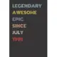 Legendary Awesome Epic Since July 1995 - Birthday Gift For 24 Year Old Men and Women Born in 1995: Blank Lined Retro Journal Notebook, Diary, Vintage