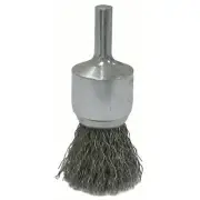 Vortec Pro Stem Mtd Crimped Wire End Brushes, Stainless, 1 in Dia, .006 Wire