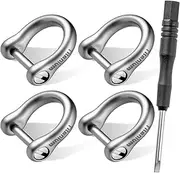 FEGVE Small Titanium Key Ring with Screw Shackle - Car Fob Keychain Heavy Duty Strong Mini Titanium D Rings -1/3 Inch/9mm (Silver 4 Pack)