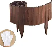 Wooden Garden Edging Border Wood Garden Fence Wooden Landscape Edging Decorative No-Dig Garden Edging Landscaping Lawn Edging Fence-7.87”H x48”L (3PACK, 12FT Total Length)