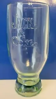 2 Brand New Jack Daniels & Coke Green Tint 12 oz Glasses Bar Set Mancave Beer