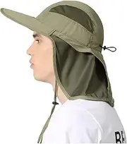 [OZ SMART SUN PROTECTION] Legionnaire Fishing Hat for Men/Women, Wide Brim Sun Hat UPF 50 UV Protection with Ponytail Hole, Bucket Hat with Neck Flap for Fishing, Hiking, Camping, Garden, Farming, Outdoor (Army Green)