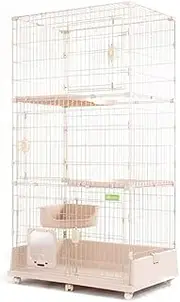 Multi-layered Cat Cage, Large Cat Playpen, DIY Cat Playpen, with Free Access, Large Space, Breathable, Cat Playpen Detachable, Cat House(Pink,3tier)