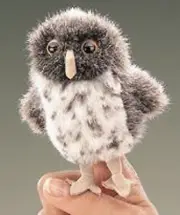 NEW PLUSH SOFT TOY Folkmanis 2638 Spotted Owl Finger Puppet 10cm