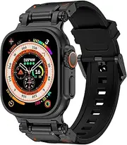 Shesyuki Sport Band for Apple Watch Ultra 2/Apple Watch Ultra Bands 49mm 45mm 44mm 42mm for Man, Durable Liquid Silicone Rubber Band with Metal Connector iWatch Ultra 9 8 7 6 5 4 3 SE