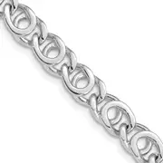 Solid 14K White Gold 24 inch 7mm Hand Polished Fancy Link with Fancy Lobster Clasp Chain Necklace
