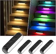 Ahaorigin Solar Outdoor Lights for Deck 4 Pack, Upgraded RGB Solar Fence Lights with Color Changing & Warm White Mode, Waterproof LED Solar Powered
