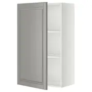 METOD wall cabinet with shelves, white/Bodbyn grey, 60x37x100 cm
