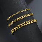 Men's 18K Gold Plated Miami 9mm Cuban Curb Chain Link Bracelet 7/8/9 inch Chain