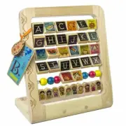 Wooden Alphabet & Numbers Stand (Battat Toys) Abacus Flip Early Learning Waldorf