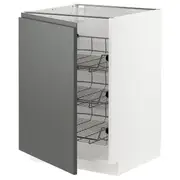 METOD base cabinet with wire baskets, white/Voxtorp dark grey, 60x60x80 cm