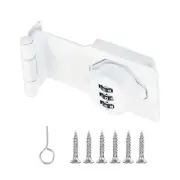 3.5" Combination Rotary Hasp Latch Lock 3-Digit Password 90° Cabinet White
