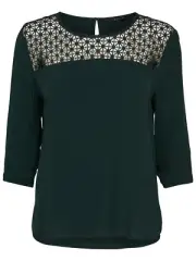 16/15 NEU ONLY Damen Tunika Bluse Shirt onlWONDER 3/4 TOP CREPE Spitze Gr. 38
