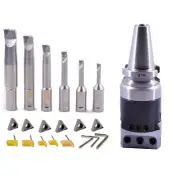 NEW BT40 2INCH BORING HEAD SET WITH 6 INDEXABLE BORING BAR AND 6 CARBIDE INSERTS