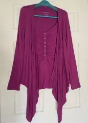 Women Nine West Long Sleeve Button Front Sexy Necklaine Top Blouse SZ: M. NWT
