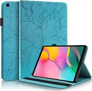 CXTCASE for Samsung Galaxy Tab A 10.1 2019 (SM-T510/T515) Case Embossed Tree PU Leather Case Wallet Flip Cover Stand Function Tablet Case for Samsung Galaxy Tab A 10.1 2019 (SM-T510/T515) - Blue