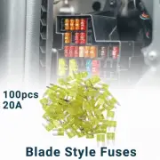 Car Blade Style Fuses 20A Mini Fuse Durable Short Circuit Protection 100Pcs