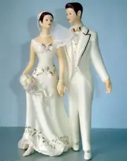 Lenox Bride And Groom Just Married Figurine Cake Topper Hand Painted 8"H New