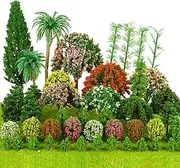 60pcs Mixed Miniature Trees and Plants for Model Railroad, Train Scenery, Diorama Supplies - Artificial Landscape for DIY Crafts and Building Models