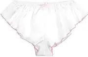 [Satini] Women's Satin Low Rise Fluted Sissy French Knickers Briefs Panties